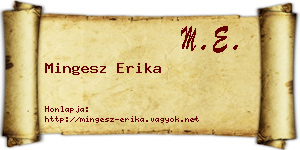 Mingesz Erika névjegykártya